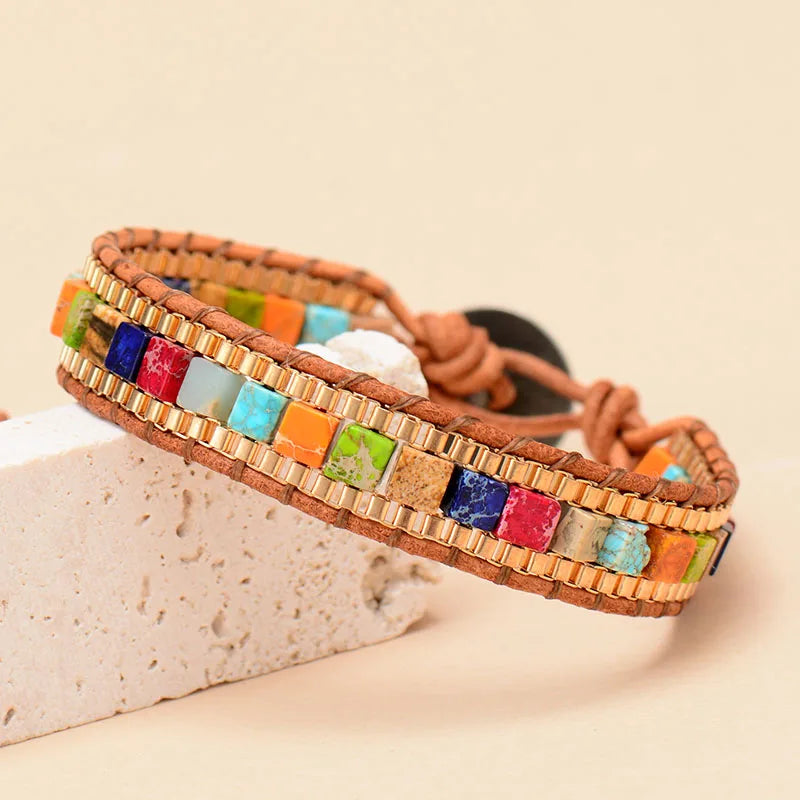 Jo-Agus Leather Wrap Semi-Precious Stone Bracelet 23