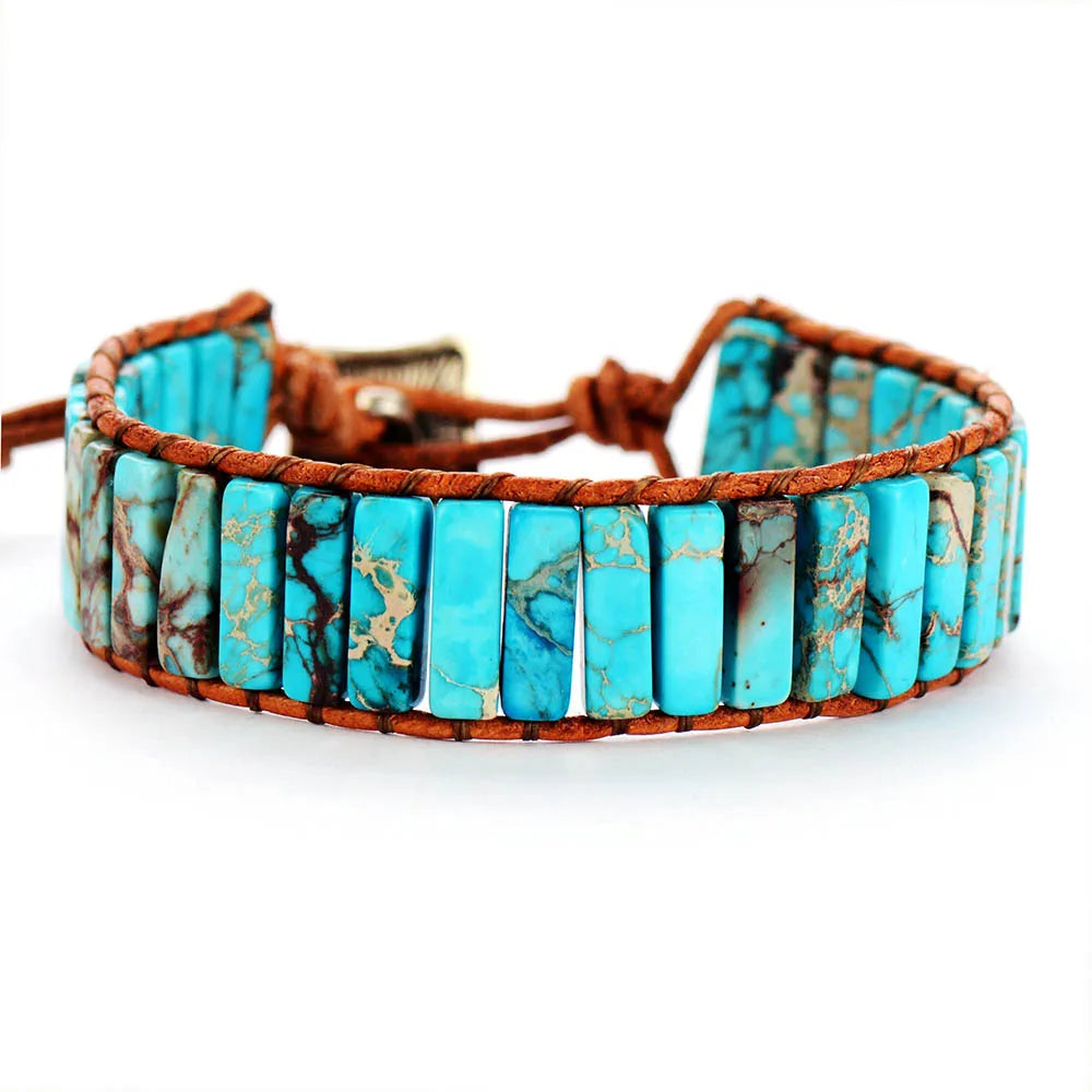 Jo-Agus Leather Wrap Semi-Precious Stone Bracelet 11