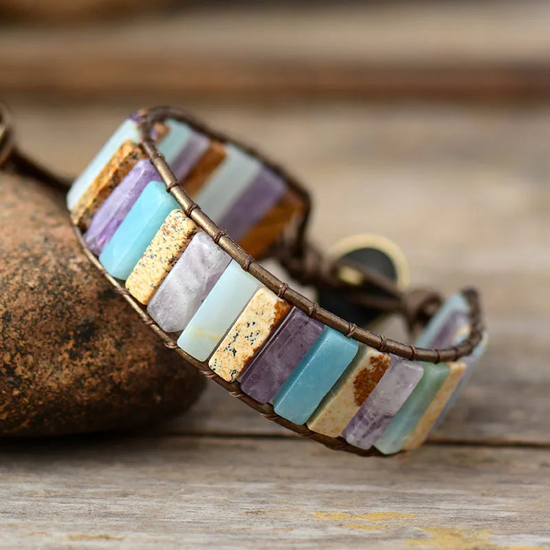 Jo-Agus Leather Wrap Semi-Precious Stone Bracelet 9