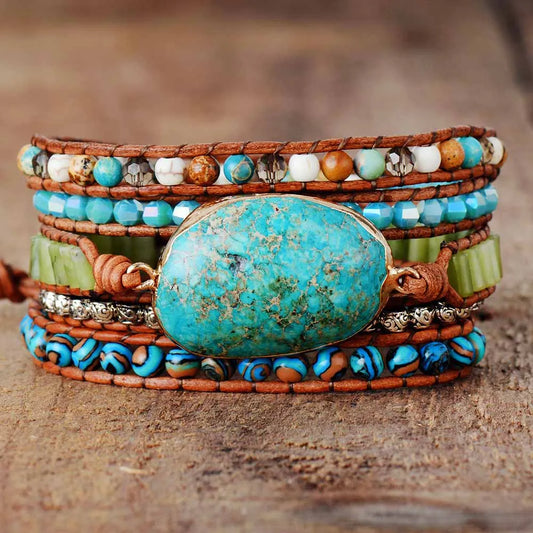 Jo-Agus Leather Wrap Semi-Precious Stone Bracelet 2