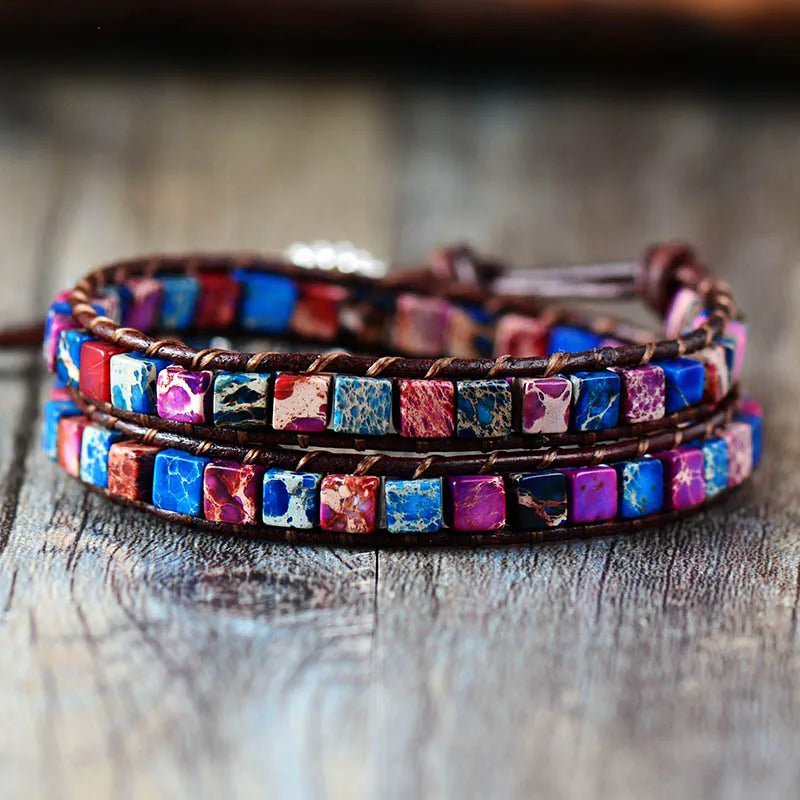 Jo-Agus Leather Wrap Semi-Precious Stone Bracelet 15