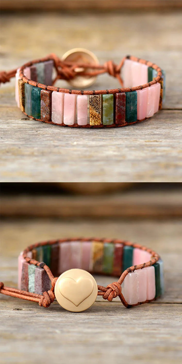 Jo-Agus Leather Wrap Semi-Precious Stone Bracelet 9