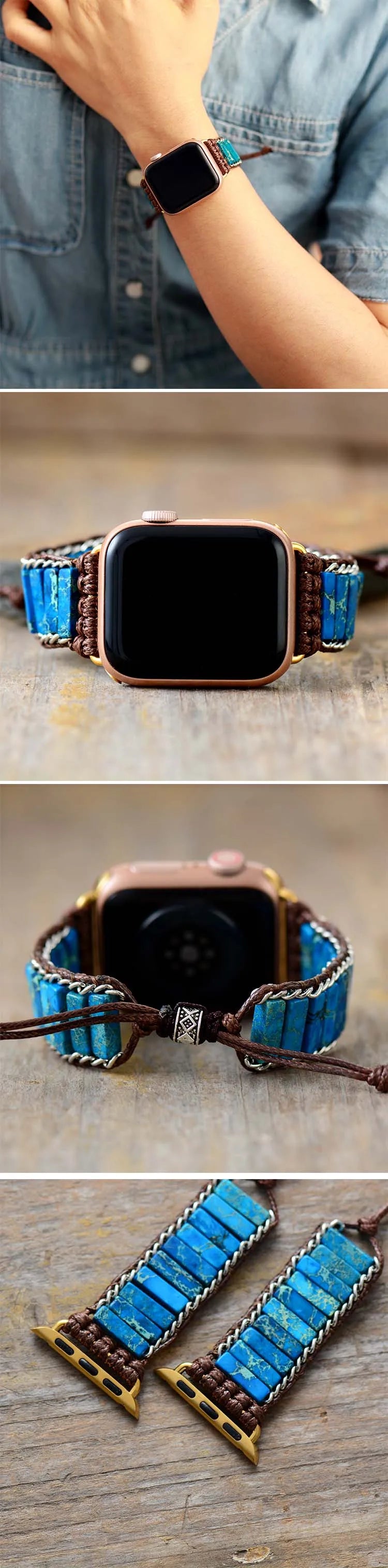 Bracelet pour montre connectée Apple en pierre semi-précieuse Jo-Agus 8