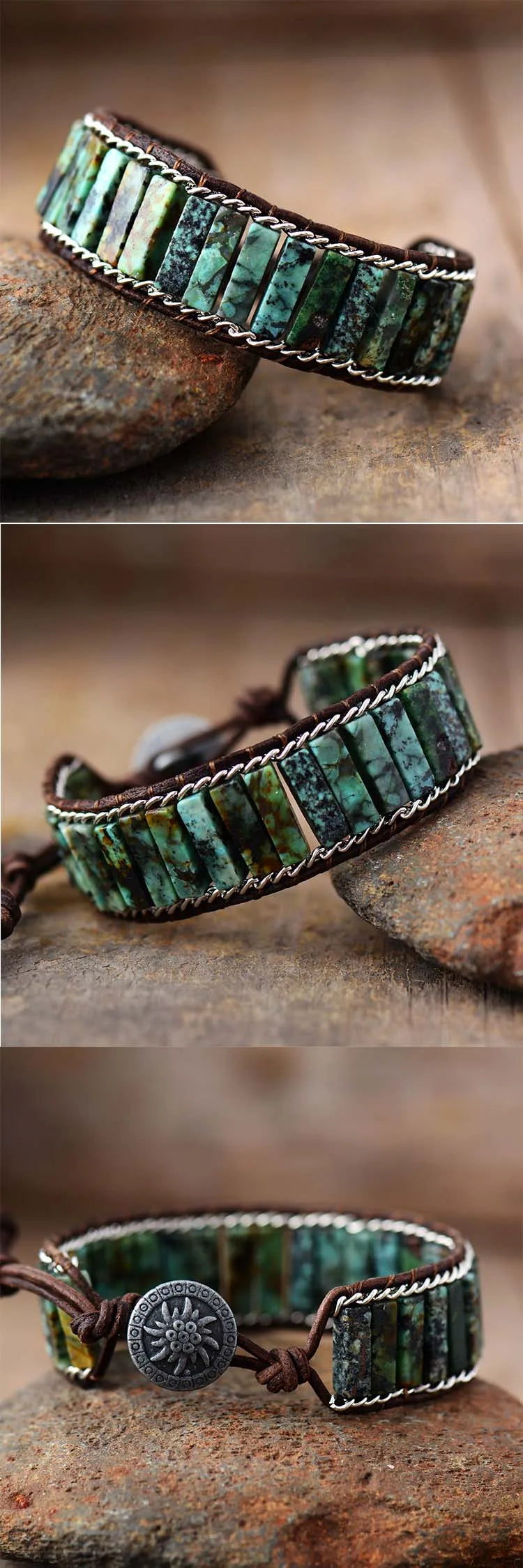 Jo-Agus Leather Wrap Semi-Precious Stone Bracelet 3