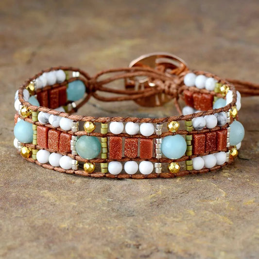 Jo-Agus Leather Wrap Semi-Precious Stone Bracelet 20