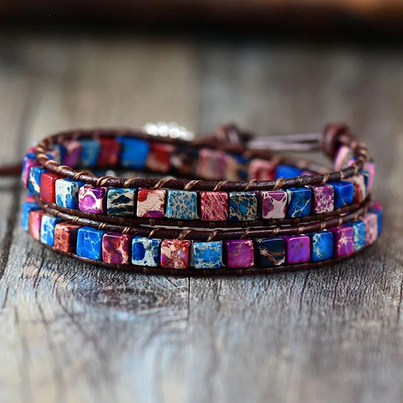 Jo-Agus Leather Wrap Semi-Precious Stone Bracelet 15