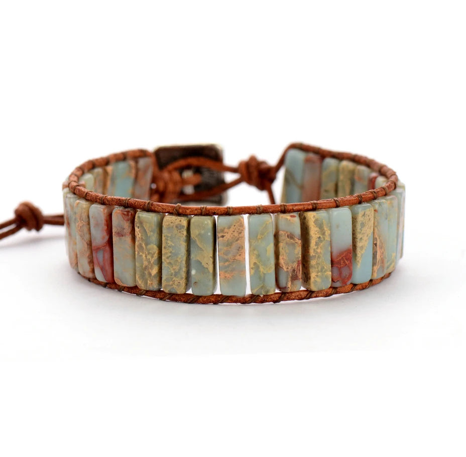 Jo-Agus Leather Wrap Semi-Precious Stone Bracelet 11