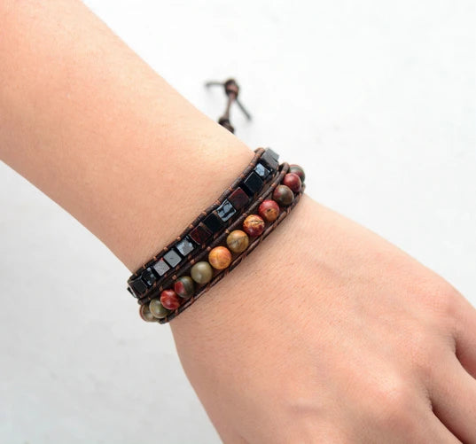 Jo-Agus Leather Wrap Semi-Precious Stone Bracelet 33