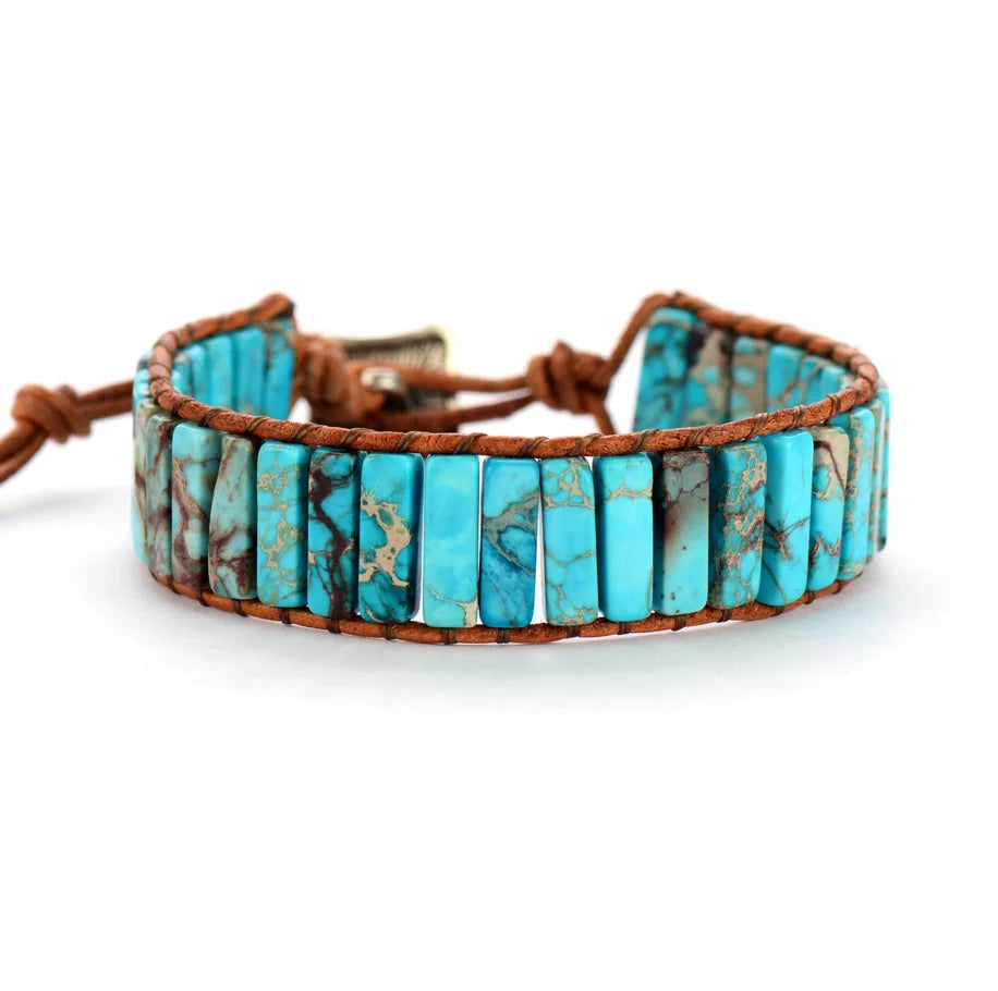 Jo-Agus Leather Wrap Semi-Precious Stone Bracelet 11