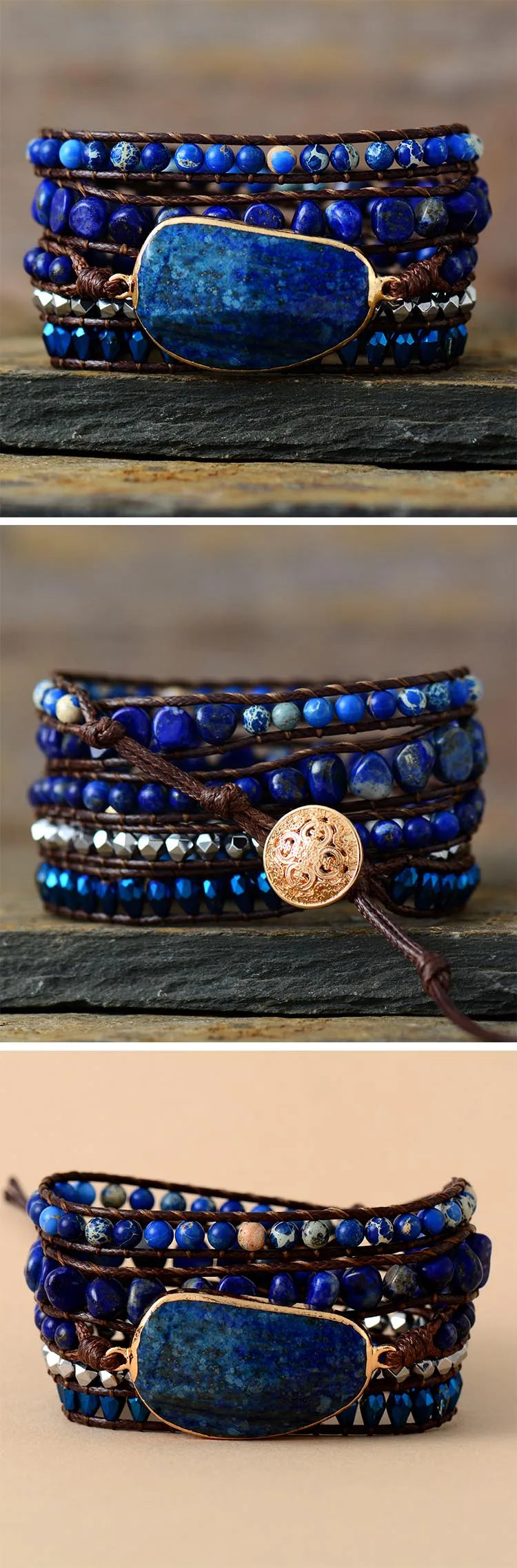 Jo-Agus Leather Wrap Semi-Precious Stone Bracelet 37